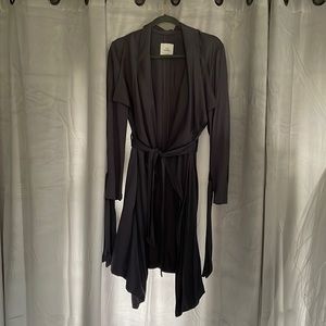 tie waist draped open lightweight jacket